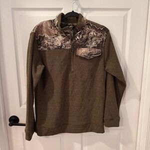 Realtree Sweatshirt Mens Size S Brown Camo 1/4 Zip Hunting Outdoors Pullover